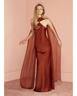 Mango Satin Halter Neck Dress - Red