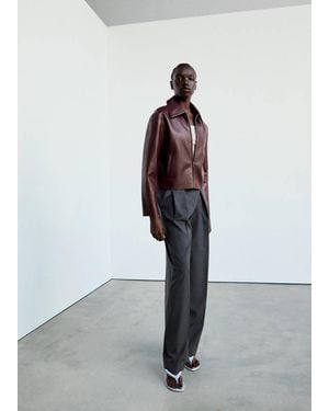 Mango Faux Leather Zip Jacket - Multicolor
