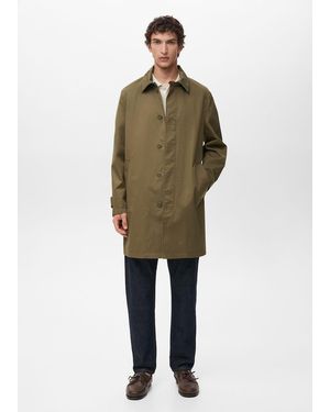 Mango Classic Water-Repellent Trench Coat - Green