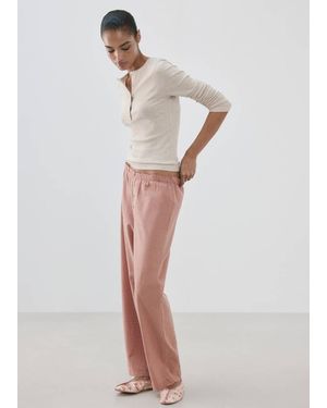 Mango Seersucker Striped Two-Piece Pyjamas - White