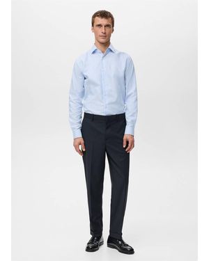 Mango 100% Cotton Slim-Fit Striped Shirt - White