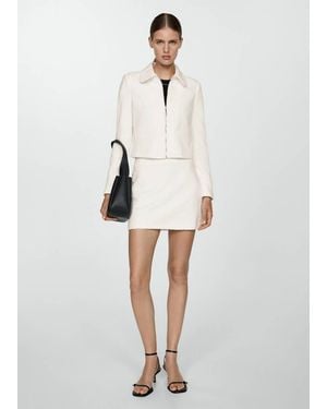 Mango Textured Cotton-Blend Jacket Ecru - White