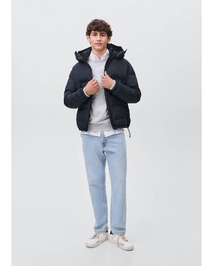 MANGO TEEN Hood Puffer Coat - Blue