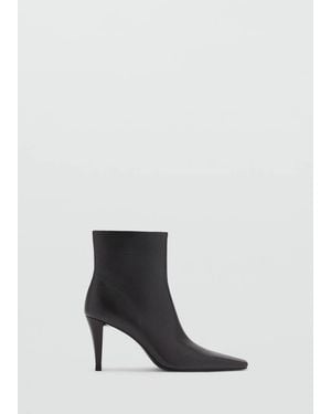 Mango Ankle-Boot Aus Leder Mit Eckiger Spitze - Weiß