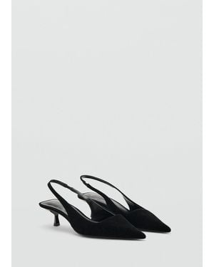 Mango Chaussure À Talon Velours Noir - Blanc
