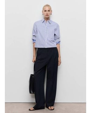 Mango Low-Rise Wide Leg Pants - White