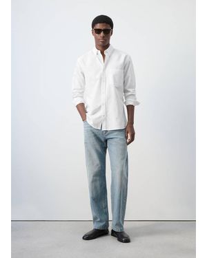 Mango Lightweight Oxford Shirt 100% Cotton Regular Fit - White