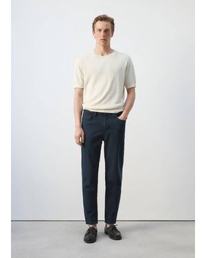 Mango Ben Cropped Tapered-Fit Jeans - Blue