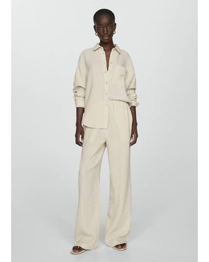 Mango Chest-Pocket Cotton Shirt Ecru - Natural