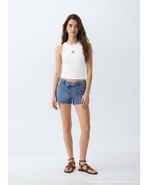 MANGO TEEN Embroidered Cotton Top - Blue
