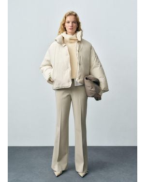 Mango Quilted Crop Anorak - Natural