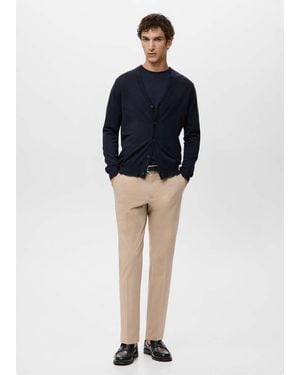 Mango 100% Merino Wool Cardigan - Blue