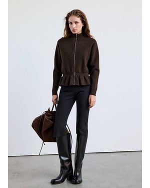 Mango Gathered Low-Waist Knit Jacket - White