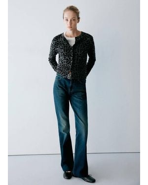 Mango Animal Print Cardigan With Buttons - Black