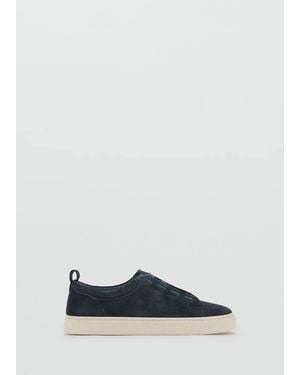 Mango Suede Leather Sneaker With Vibram Sole - Blue