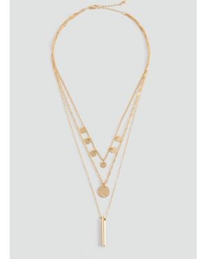 MANGO TEEN Combined Necklace With Metallic Beads - White