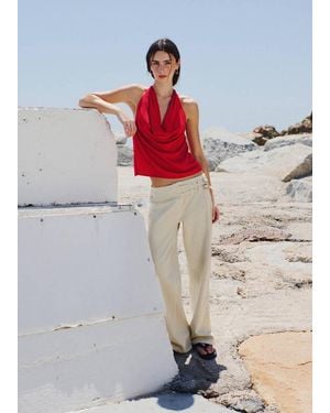 MANGO TEEN Draped Halter Top - Red