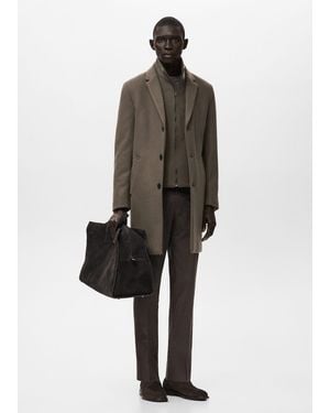 Mango Wool Coat With Detachable Inner Collar - Multicolour