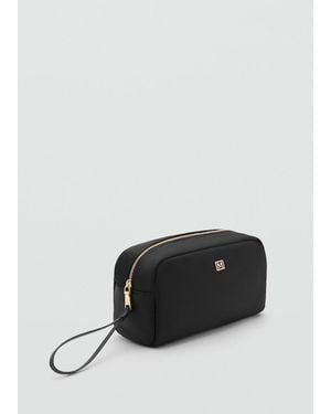 Mango Zipped Toiletry Bag With Logo - Black