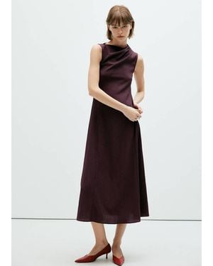 Mango Textured Dress With Gathered Details - White