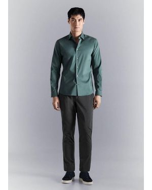 Mango Comfort Stretch Non-Iron Cotton Shirt - Gray