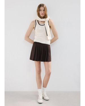 Mango Contrast Trim Strap Top - White