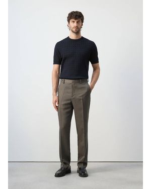 Mango Slim-Fit Lyocell Linen Trousers - Green