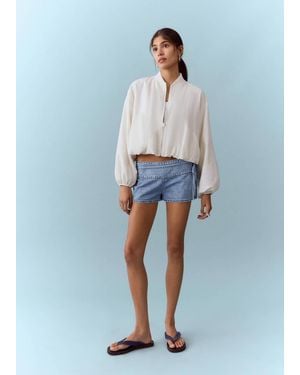 MANGO TEEN Tie-Waist Mini Shorts - Blue