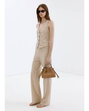 Mango Halter-Neck Gilet With Buttons - Natural