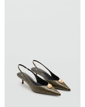 Mango Croc-Effect Leather Shoes - Green