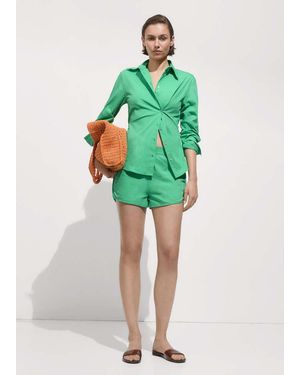 Mango Buttoned Cotton Shirt - Green