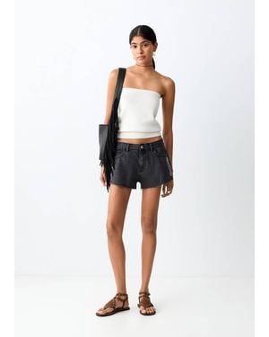 MANGO TEEN Strapless Top - White
