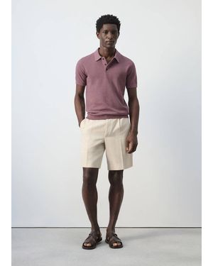Mango Regular Fit Cotton-Linen Bermuda Shorts - Multicolour