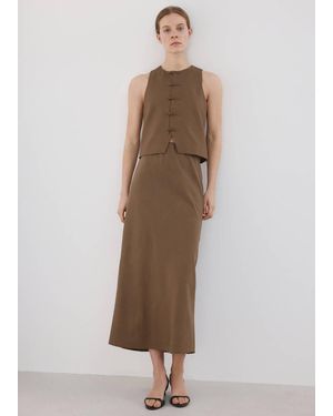 Mango Linen Toggle Waistcoat - Natural