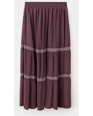 MANGO TEEN Embroidered Panelled Fluid Skirt - Purple