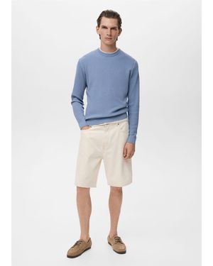 Mango Fine Rib-Knit Cotton Jumper - Blue