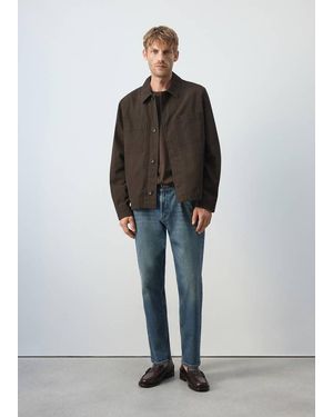 Mango Ben Cropped Tapered-Fit Jeans - Blue