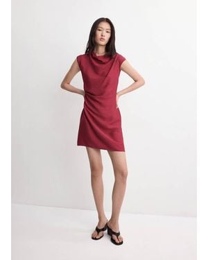 Mango Asymmetrical Draped Short Dress - Red