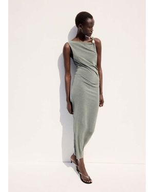 Mango Fitted Dress With Metal Detail - Green