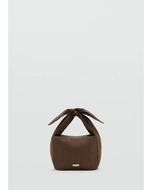 Mango Bambula Handbag With Bow - White