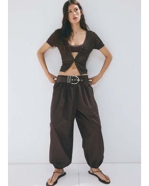 Mango Short-Sleeve Openwork Knit Cardigan - Black