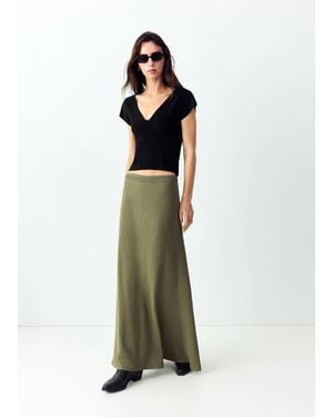 MANGO TEEN Skirt With Embroidered Texture Detail - Green