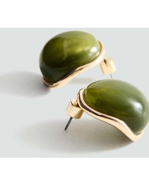 Mango Round Resin Earrings - Green