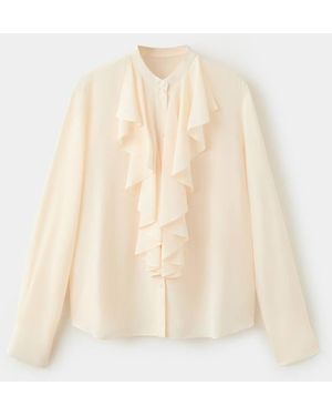 Mango Flowy Ruffled Blouse Grezzo - Bianco