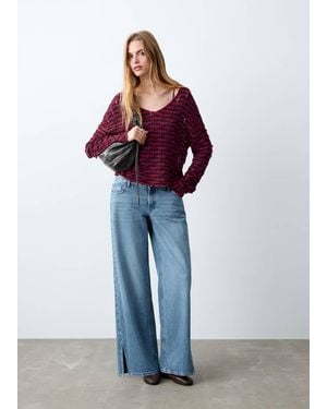 MANGO TEEN Openwork Knit Jumper - Red