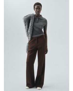 Mango Pullover Aus 100% Wolle Mit Polo-Kragen - Grau