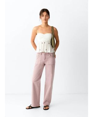 MANGO TEEN Low-Waist Studded Jeans - White