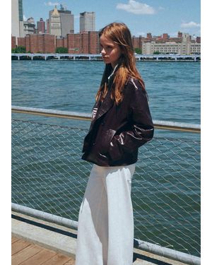 MANGO TEEN Wide Leg Stitched Jeans - White