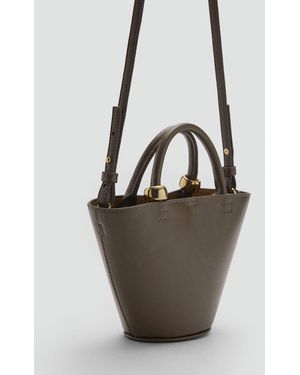 Mango Mini Shopper Bag With Metallic Detail - Green