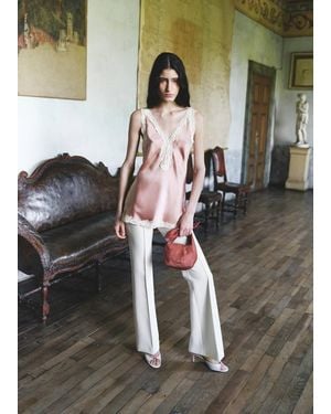 Mango Satin Lace Top - White